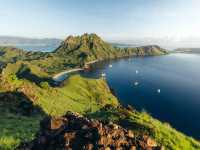  Padar Island 🌴🇮🇩 is famous for its breathtaking hills ⛰️ and the iconic viewpoint overlooking 3 bays 🌊 with white 🤍, black ⚫, and pink 🌸 beaches.