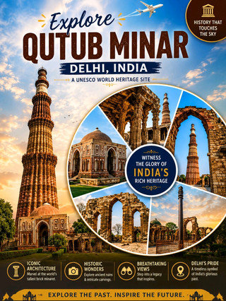 ✨ Explore Qutub Minar – Delhi’s Iconic Heritage 🏛️🇮🇳
Step into history at one of India’s most breathtaking monuments – Qutub Minar 🌿
Standing tall at 73 meters, this UNESCO World Heritage Site is the tallest brick minaret in the world and a true masterpiece of Indo-Islamic architecture.
🌟 Why Visit?
🔸 Stunning red sandstone architecture
🔸 Peaceful green gardens & historic ruins
🔸 Perfect photography spot 📸
🔸 Rich history dating back to 12th century
⏰ Timing: 7:00 AM – 5:00 PM (Open Daily)
🎟️ Ticket Price:
· Indians: ₹40
· Foreigners: ₹600
· Kids (below 15): Free
📍 Location: Mehrauli, New Delhi
🚇 How to Reach:
· Metro: Qutub Minar Station (Yellow Line)
· Easily accessible by cab or bus
💡 Best Time to Visit: October to March for pleasant weather
🌿 Nearby Attractions:
Iron Pillar | Alai Darwaza | Mehrauli Archaeological Park
✨ Experience history, capture beauty, and feel the legacy of incredible India!
❤️ One visit, countless memories!
#QutubMinar #DelhiDiaries #IncredibleIndia #HeritageIndia #ExploreIndia #TravelIndia #HistoricPlaces #DelhiTourism #IndianMonuments #TravelGoals #WanderlustIndia #PhotoSpotsIndia #ExploreDelhi #TravelInspiration #travel2026