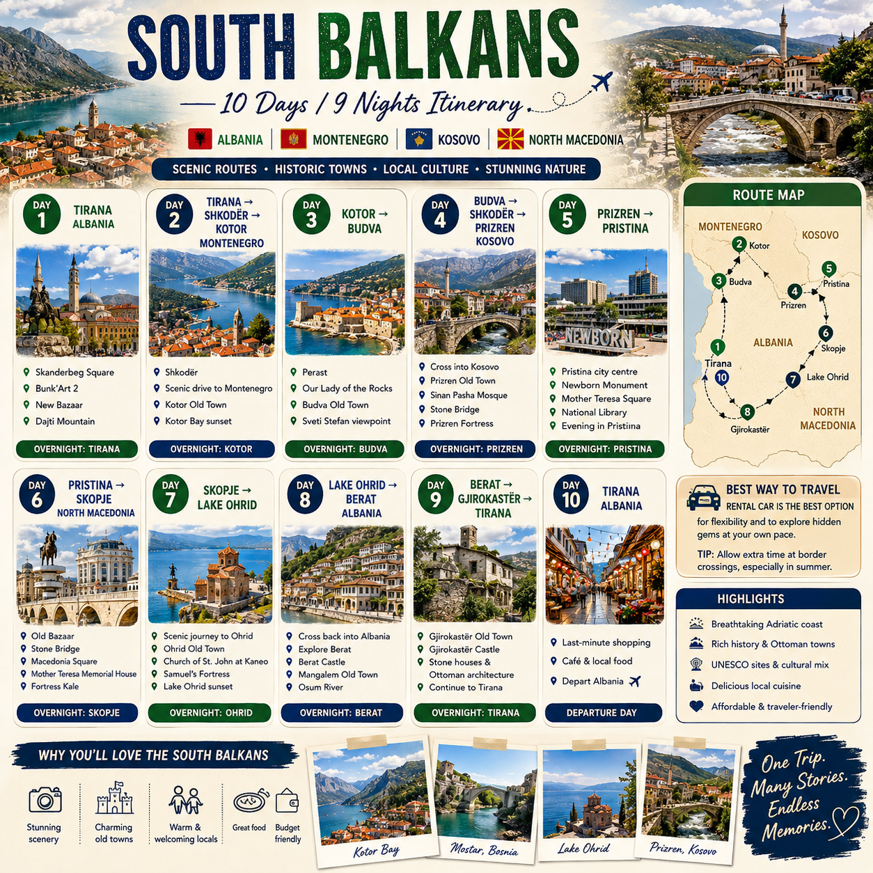 The Ultimate South Balkans Adventure: 10 Days Across Albania, Montenegro, Kosovo & North Macedonia 🇦🇱🇲🇪🇽🇰🇲🇰