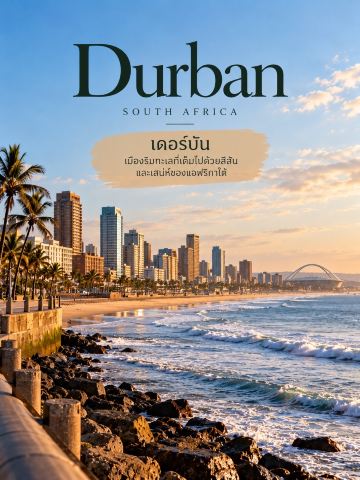 🌊🇿🇦 Durban, South Africa — Durban, a vibrant and charming seaside city in South Africa.

While Cape Town boasts stunning mountains and breathtaking views, Durban offers the charm of a warm, coastal city 🌴☀️. Situated on the Indian Ocean, it features long beaches, diverse culture, and cuisine that seamlessly blends African and Indian flavors.

✨ Must-Visit Places in Durban:

🏖️ Golden Mile: A popular stretch of beach along the Indian Ocean, perfect for walks, cycling, and enjoying the ocean views. This area is also a renowned surfing spot.

🐠 uShaka Marine World: A marine attraction combining aquariums and family activities, ideal for those wanting to add excitement to their trip.

🌿 Durban Botanic Gardens: An ancient botanical garden with tropical trees and green spaces, perfect for a relaxing stroll away from the beach atmosphere.

🍛 Food to Try: Durban has a large Indian community, making it famous for its curries and spices. Bunny Chow, a hollowed-out bread roll filled with curry, is a local must-try!

💡 Before You Go: Durban enjoys a relatively warm climate year-round. However, the summer months, approximately December–February, can be hot, humid, and rainy. It's advisable to check the weather forecast and warning flags on the beach before swimming.

Another charm of this city is its blend of Zulu, Indian, and contemporary cultures, giving Durban a unique identity in terms of food, lifestyle, and seaside atmosphere ❤️

If you enjoy relaxing beach holidays and searching for delicious local restaurants, Durban is definitely a South African city to add to your list!

#Durban #SouthAfrica #TravelSouthAfrica #TravelAroundTheWorld