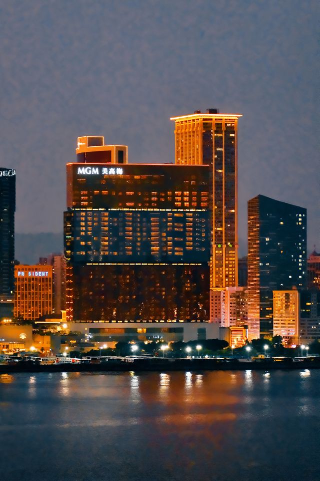 在澳門拍到了財富大道這個機位夜景絕了！