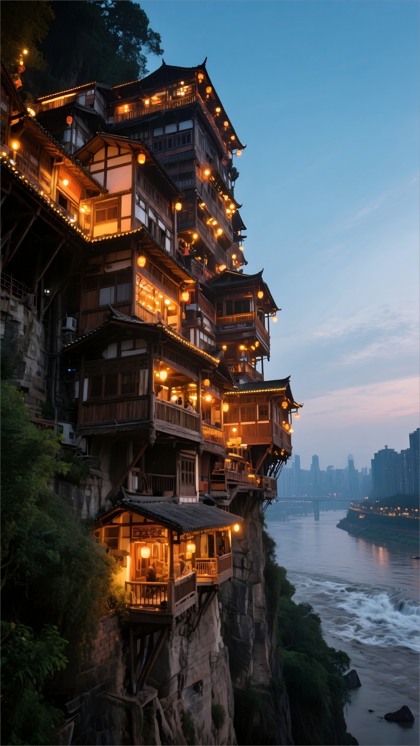 Kota pegunungan Chongqing adalah tempat yang tak menyadari datangnya penuaan. Rumah-rumah panggung Hongyadong yang bertumpuk, bertengger di tebing, telah lapuk lebih dari seribu tahun, namun lampu-lampunya masih bersinar terang bagai baru. Sungai Yangtze dan Jialing mengalir deras tanpa henti siang dan malam, ombaknya yang dahsyat melipat dan meregangkan waktu, perlahan melebur menjadi yang tak kasat mata. Di sini, usia seakan kehilangan skalanya; hanya pikiran yang bebas menjelajahi jalanan dan gang-gang yang berantakan, sungguh menggubah melodi kehidupan.

Kedai-kedai teh tua Chongqing bagai guci tempat waktu menyimpan aromanya yang kaya. Di Kedai Teh Jiaotong, meja dan bangku kayu dipoles hingga berkilau, dan gumpalan uap mengepul dari mangkuk-mangkuk teh, mengaburkan batas antara rambut putih dan hitam. Beberapa pria tua berkumpul di sudut, terlibat dalam pertarungan sengit di papan catur. Saat mereka bergerak, kerutan mereka berubah menjadi senyuman, mata mereka setajam sebelumnya. Seseorang pernah bertanya kepada Nenek Zhou, seorang perempuan berusia sembilan puluh tahun yang masih berjualan teh di sini setiap hari, mengapa ia begitu energik. Wajahnya yang keriput tersenyum, sesantai permukaan sungai di awal musim semi: "Apa gunanya menjadi tua? Hidup terasa segar ketika dipenuhi aroma teh!" Kata-kata sederhana itu bersinar dengan cahaya lapang yang menembus debu waktu—warga kota pegunungan ini mengunyah hari-hari dalam cangkir teh mereka, menikmati manisnya yang baru. Yang mengapung dalam aroma teh bukan hanya daun tehnya, tetapi juga jiwa yang tenang yang dipupuk oleh tanah ini, sebuah kekuatan hening yang merangkul berlalunya waktu.

Kota pegunungan ini dengan terampil menjahit yang lama dan yang baru, yang lama dan yang muda, menjadi permadani kehidupan yang hidup. Tangga batu Delapan Belas Langkah menjulang lapis demi lapis, satu sisi berupa dinding berbintik-bintik seperti kerutan waktu, sisi lainnya berupa cipratan grafiti muda yang semarak. Di gedung Baixiangju yang megah, suasana hiruk pikuk yang tak lekang oleh waktu berpadu dengan sosok-sosok muda yang lincah menikmati pemandangan sungai. Saat lift perlahan naik, saya bertemu seorang pria tua berambut abu-abu yang datang ke sana setiap hari untuk duduk diam, hanya untuk menyaksikan kereta-kereta ringan menderu di perut gedung bagaikan pesawat ulang-alik yang melesat cepat. Ia menatap ke luar jendela, matanya dipenuhi nostalgia masa lalu yang membekas, namun berkilau dengan rasa ingin tahu dan kekaguman baru akan tontonan magis di hadapannya—seolah setiap langkah naga besi panjang itu menyuntikkan suntikan keremajaan liar ke dalam tubuhnya yang menua.

Kualitas Chongqing yang paling mengharukan terletak pada orang-orang yang menghadirkan kehangatan dalam keseharian. Di Dermaga Chaotianmen, seorang prajurit "Tentara Bangbang" berusia 70 tahun memikul beban berat, namun dengan mantap menaiki tangga, punggungnya yang perunggu berkilau di bawah terik matahari. Ia tersenyum dan berkata, "Aku telah menjalani hidup yang kuat, dan sekarang tulang-tulangkulah yang terasa sakit saat aku beristirahat!" Di sebuah kedai mi kecil dekat Jiefangbei, tangan seorang pemilik paruh baya melayang, mendidih dalam uap pedas makanan yang mengepul, seperti yang telah ia lakukan selama puluhan tahun. Ketika pelanggan memuji keterampilan memasaknya yang tak lekang oleh waktu, ia tertawa terbahak-bahak, "Pedasnya ada di panci, semangatnya ada di hati saya. Apa gunanya menua?" Kata-kata sederhana ini adalah pelajaran hidup yang ditawarkan kota pegunungan kepada dunia—ketika hati seseorang ditopang dengan kokoh oleh hasrat dan komitmen, jejak waktu terasa tak begitu menakutkan. Butir-butir keringat di dahi mereka dan uap yang mengepul dari tungku mereka bersama-sama menempa tulang punggung kota yang tak tergoyahkan ini; langkah mereka yang setegas batu di anak tangga curam menghancurkan penjara usia yang tak kasat mata.

Saat senja tiba, saya berdiri di dekat jendela. Di luar, lampu-lampu kota pegunungan naik turun bagai lautan bintang, menyebar dan bergelombang. Lampu-lampu dari ribuan rumah, tinggi maupun rendah, menyerupai kerlap-kerlip lampu dari berbagai tahap kehidupan. Chongqing, dengan tulang-tulangnya yang kokoh dan dagingnya yang hangat, menunjukkan: sungai waktu mengalir tanpa henti, dan tak seorang pun dapat menahannya. Namun, kita selalu memegang kendali pola pikir pilihan kita—menanggapi panggilan biasa setiap matahari terbit dan terbenam dengan cara-cara kita sendiri yang kita cintai adalah perlawanan yang paling lembut namun paling kuat terhadap laju waktu yang tak henti-hentinya.

Di depan jendela yang menghadap sungai yang mengalir, Chongqing Blog Apartment berdiri dengan tenang, menyaksikan setiap pejalan kaki menemukan kembali ritme waktu mereka sendiri di tengah cahaya dan bayangan kota pegunungan.