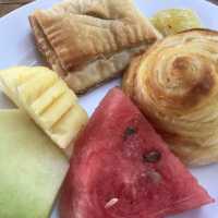 Buffet brakefast by the pool