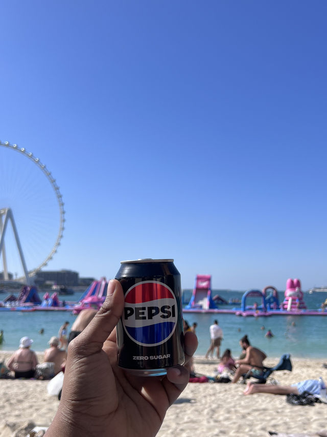 Basking in Dubai's JBR Beach vibes - sun, sand, and skyscrapers! #DubaiLife 🏖️☀️