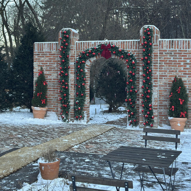 숲 속에 있는 대형 크리스마스 카페 꼭 다녀오세요🎄