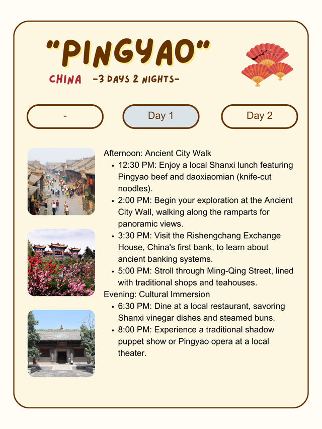 Pingyao itinerary for 2 Day trip