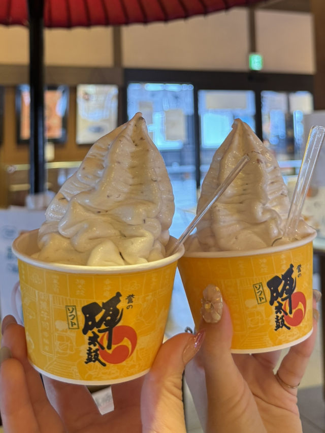 熊本の銘菓「誉の陣太鼓」がソフトクリームに! 熊本の銘菓「誉の陣太鼓」がソフトクリームに!
