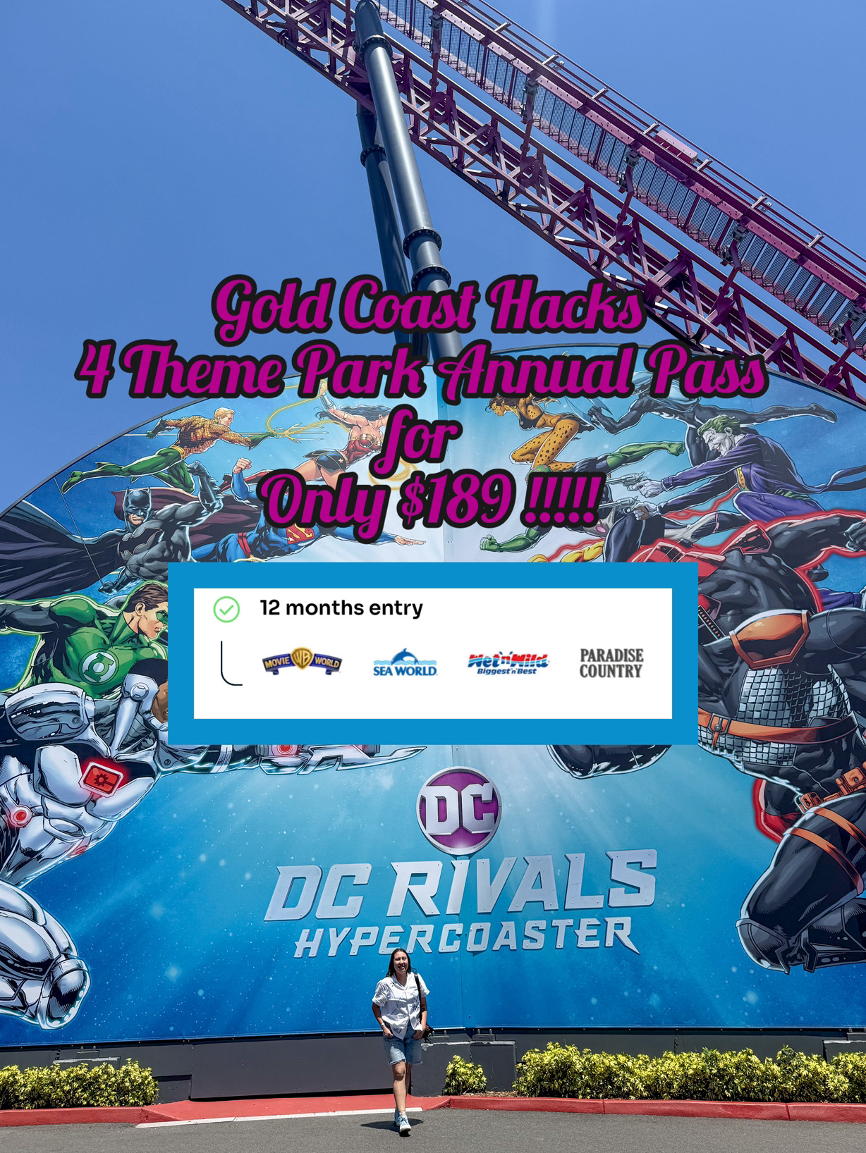 Heads up, Gold Coast thrill-seekers! 🌴🎢 This guide covers the ultimate combo for theme park lovers: Warner Bros. Movie World and Wet’n’Wild. Think crazy coasters, live parades, AND water slides—all on one killer annual pass for just AUD 189 (normally $793+ each). If you’re in Queensland and love repeat visits, that pass pays for itself fast!

Must-See Spots:
– Warner Bros. Movie World Star Parade (38V6+3G, Pacific Mwy, Oxenford QLD 4210) for celeb-style photo ops and kid-friendly excitement.
1. DC Rivals Hypercoaster opens daily 10am-5pm—this ride is wild and NOT for the faint-hearted!
2. Scooby-Doo Spooky Coaster Next Generation expect laughs + light jumps, perfect for families.

– Wet’n’Wild Gold Coast (Pacific Mwy, Oxenford): slides, splash zones, and so many palm trees, open 10am-5pm during Jan 19–Apr 3.

Transport Hack: From Brisbane, your easiest move is to hop on the Beenleigh or Gold Coast line train to Helensvale Station, then grab Bus 709 or TX7 straight to the parks—simple, cheap, and no parking stress 🚉🚌.

Food Rec: Inside the parks, portions are BIG (and prices reflect it). Bring snacks + a refillable water bottle to save cash; the parks are sun-soaked so hydration is no joke. Wet’n’Wild gets busy—arrive early for lockers and best shaded spots.

Key Tip: That $189 annual pass covers Warner Bros., Wet’n’Wild, Sea World, and Paradise Country. Use it all year whenever the mood strikes, especially if you’re local! Stay tuned for part two (Surfers Paradise & Sea World).

#GoldCoastThemeParks #WarnerBrosMovieWorld #WetnWild #BrisbaneToGoldCoast #QueenslandFun