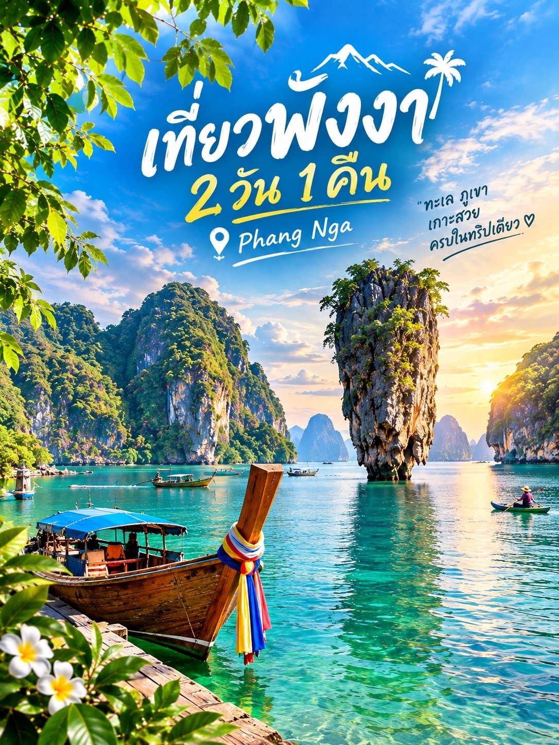 🌴🌊 2 Days 1 Night Trip to Phang Nga — Beautiful beaches, limestone mountains, crystal-clear waters, and nature you have to experience for yourself 💙✨