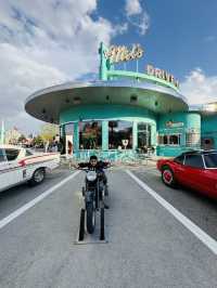 Dine in a retro atmosphere.
