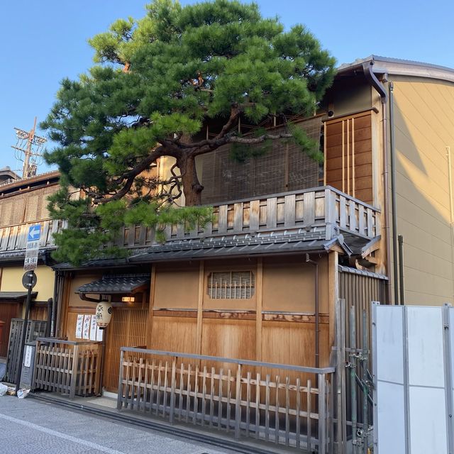 京都！祇園町南側の花見小路（はなみこうじ）伝統的建物の町並み鑑賞