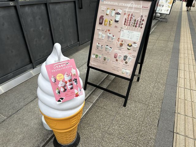 北海道・札幌。『SHIRAYUKI(白雪)』の北海道牛乳100%使用。赤いナプキンに包まれたソフトクリーム。  北海道・札幌。『SHIRAYUKI(白雪)』の北海道牛乳100%使用。赤いナプキンに包まれたソフトクリーム。