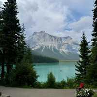The lake’s vivid blue color is caused by fine glacial 