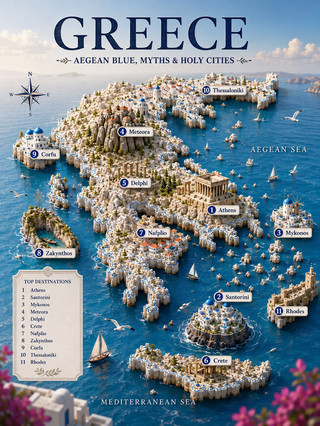 ประเทศกรีซไม่ได้มีแค่เกาะซานโตรินี 🇬🇷 นี่คือ 11 สถานที่ที่ควรค่าแก่การไปเยือน