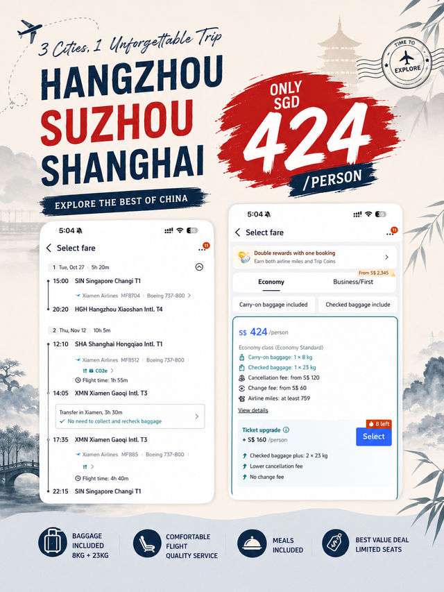 3 Cities in China for Only SGD 424!! ✈️🇨🇳