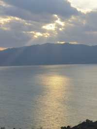 日落美景，冬日峽灣