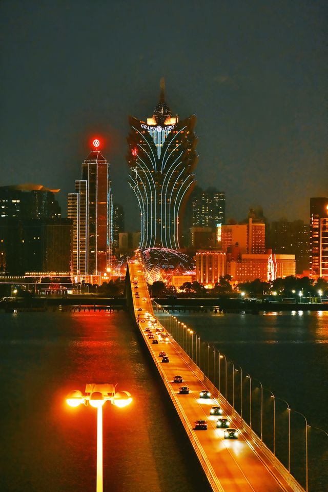 在澳門拍到了財富大道這個機位夜景絕了！