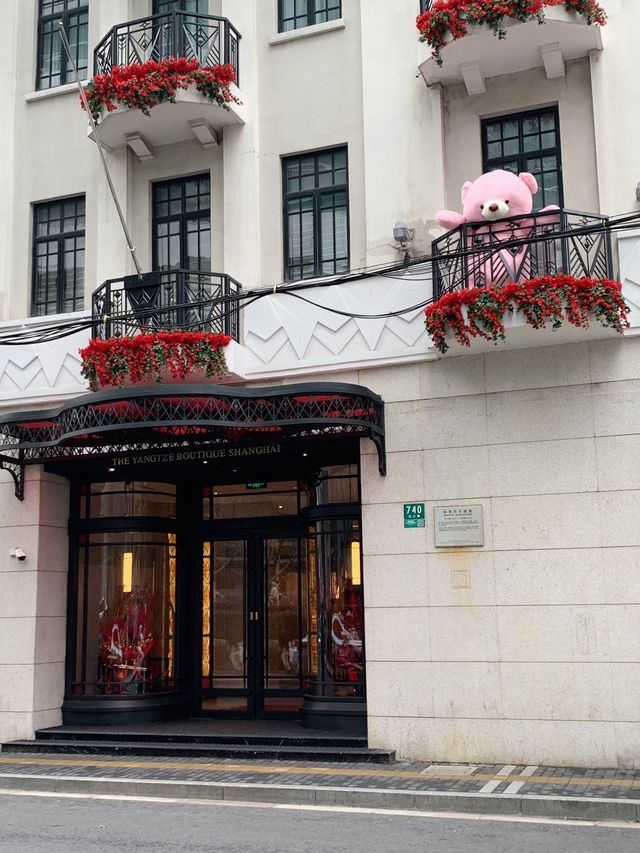 上海街頭的浪漫，揚子飯店小熊玫瑰花露台