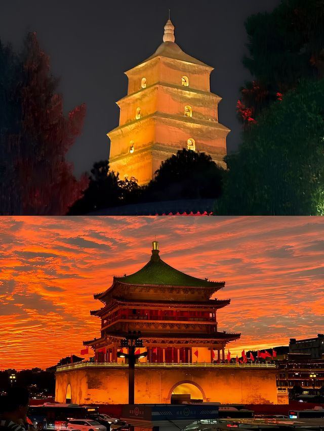 夜幕下的鐘樓來西安不去鐘樓，後悔了!