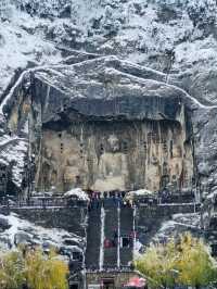 洛陽龍門石窟冬雪攻略雪中佛龕一眼越千年