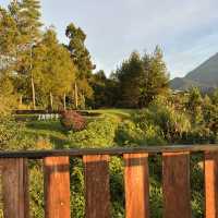 Misty town with Mount Kinabalu view