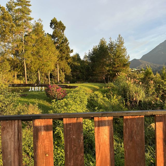 Misty town with Mount Kinabalu view
