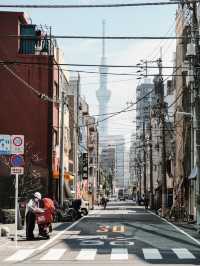 Tokyo Skytree ในมุมมองที่แตกต่างระหว่างการเดินเท้า