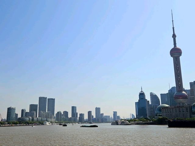 Taking a nice day time stroll across The Bund at Shanghai