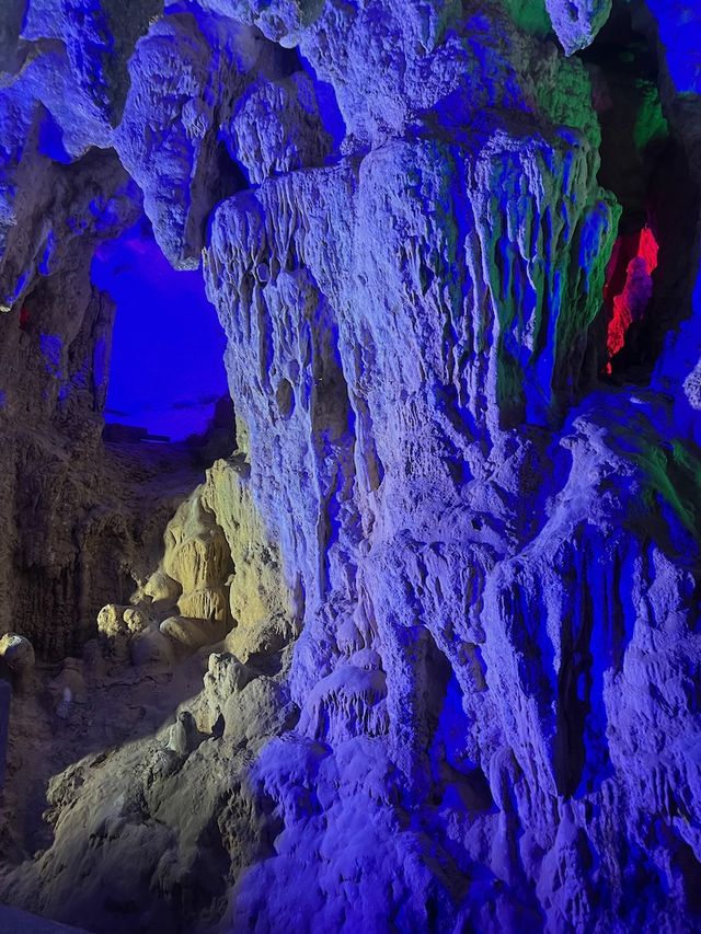 Magnificent Stalactite Formations in Rainbow Colors at the Silver Cave of Guilin