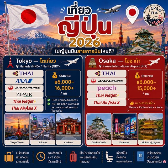 🇯🇵 ไปญี่ปุ่นบินสายการบินไหนดี? ✈️
