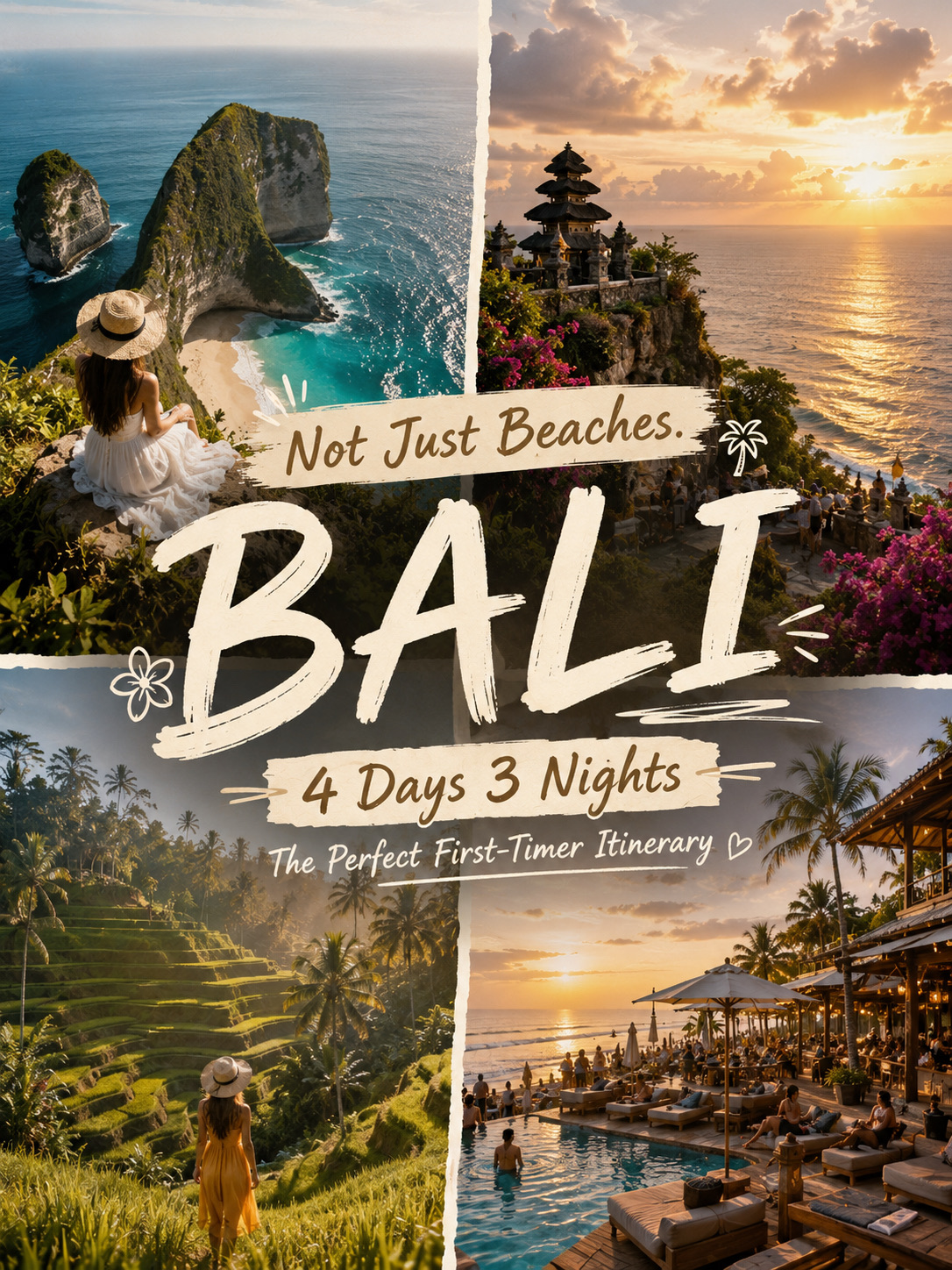 Berencana mengunjungi Bali tetapi tidak yakin harus mulai dari mana? Rencana perjalanan 4 hari ini sangat cocok jika Anda ingin menikmati kuil-kuil ikonik pulau ini, pantai-pantai yang menakjubkan, sawah-sawah yang rimbun, dan kafe-kafe yang ramai—semuanya tanpa merasa terburu-buru.

Bali bukan hanya tentang klub pantai. Ini adalah tempat di mana spiritualitas, alam, budaya lokal, dan makanan yang luar biasa menyatu, membuat setiap hari terasa benar-benar berbeda dari hari sebelumnya.

Berikut adalah rencana perjalanan sederhana yang mudah diikuti.

━━━━━━━━━━━━━━

☀️ Hari 1 — Jelajahi Uluwatu

Mulailah petualangan Bali Anda di bagian selatan pulau.

📍 Pantai Melasti
Salah satu pantai berpasir putih terindah di Bali, dikelilingi oleh tebing-tebing batu kapur yang dramatis dan air yang jernih. Ini adalah tempat yang sempurna untuk bersantai setelah penerbangan Anda.

📍 Pura Uluwatu
Terletak di atas tebing yang menghadap Samudra Hindia, pura berusia berabad-abad ini menawarkan salah satu pemandangan paling menakjubkan di pulau ini.

🌅 Tetaplah di sana hingga matahari terbenam dan jangan lewatkan Tari Api Kecak yang terkenal, di mana penceritaan tradisional Bali bertemu dengan latar belakang laut yang tak terlupakan.

Akhiri malam dengan hidangan laut segar di Pantai Jimbaran sambil menyaksikan matahari terbenam di cakrawala.

━━━━━━━━━━━━━━

🌾 Hari ke-2 — Sawah Terasering & Budaya di Ubud

Jika Uluwatu identik dengan laut, Ubud identik dengan alam dan budaya.

📍 Sawah Terasering Tegalalang
Salah satu lanskap paling ikonik di Bali, menampilkan hamparan sawah hijau zamrud yang tak berujung.

📍 Pura Tirta Empul
Terkenal dengan mata air sucinya, pengunjung datang ke sini untuk menyaksikan (atau berpartisipasi dalam) ritual penyucian tradisional Bali.

☕ Habiskan sore hari menjelajahi kafe-kafe yang dikelilingi pemandangan hutan, toko-toko butik, dan galeri seni lokal.

Jika waktu memungkinkan, saksikan matahari terbenam di Campuhan Ridge Walk untuk mengakhiri hari dengan damai.

━━━━━━━━━━━━━━

🌊 Hari ke-3 — Pulau Nusa Penida

Ini adalah salah satu daya tarik utama dari setiap perjalanan ke Bali.

Naiklah speedboat pagi-pagi sekali ke Nusa Penida.

📍 Pantai Kelingking
Mungkin tempat dengan pemandangan paling terkenal di Bali, dengan tebing-tebing dramatis berbentuk dinosaurus yang menghadap ke perairan biru kehijauan.

📍 Broken Beach

📍 Angel’s Billabong

📍 Crystal Bay

Nikmati pemandangan pantai yang spektakuler hampir di setiap sudut.

Jalannya mungkin bergelombang, tetapi pemandangannya benar-benar sepadan.

━━━━━━━━━━━━━━

🌅 Hari ke-4 — Pagi yang Santai Sebelum Pulang

Tidak perlu terburu-buru di hari terakhir Anda.

Nikmati brunch di salah satu kafe bergaya di Canggu sebelum menghabiskan pagi yang santai di pantai.

Jika berbelanja ada dalam daftar Anda, Seminyak menawarkan banyak toko butik, merek lokal, dan toko suvenir.

Sebelum berangkat, jangan lupa untuk membeli:

🛍️ Kopi Bali
🛍️ Kerajinan tangan
🛍️ Rempah-rempah lokal
🛍️ Produk perawatan kulit alami

Ini adalah cara sempurna untuk membawa sedikit nuansa Bali kembali ke rumah.

━━━━━━━━━━━━━━

💡 Tips Perjalanan

✈️ Waktu terbaik untuk berkunjung:
April–Oktober (Musim Kering)

💰 Anggaran:
Sekitar USD 450–800 per orang (tidak termasuk penerbangan), tergantung akomodasi dan aktivitas.

🚗 Transportasi:
Menyewa sopir pribadi biasanya merupakan pilihan termudah dan paling nyaman.

📱 Aplikasi Berguna:
· Grab
· Gojek
· Google Maps

☀️ Jangan lupa:
Tabir surya, obat nyamuk, sandal yang nyaman, pakaian ringan, dan banyak air minum.

━━━━━━━━━━━━━━

❤️ Kesimpulan

Bali adalah salah satu destinasi yang menawarkan sesuatu untuk semua orang.

Baik Anda mencari pantai yang menakjubkan, pemandangan pegunungan, kuil kuno, makanan lezat, kafe yang santai, atau matahari terbenam yang tak terlupakan, pulau ini berhasil menyajikan semuanya hanya dalam beberapa hari.

Empat hari mungkin tidak cukup untuk melihat semuanya, tetapi itu pasti cukup untuk jatuh cinta dengan Bali.

Simpan rencana perjalanan ini untuk perjalanan Anda berikutnya—dan nikmati setiap matahari terbenam di sepanjang perjalanan. 🌅🌴

#Bali #Indonesia #BaliTravel #BaliItinerary #VisitBali #NusaPenida #Ubud #Uluwatu #Seminyak #Canggu #TravelGuide #IslandEscape #TravelInspiration #TripCom #Wanderlust