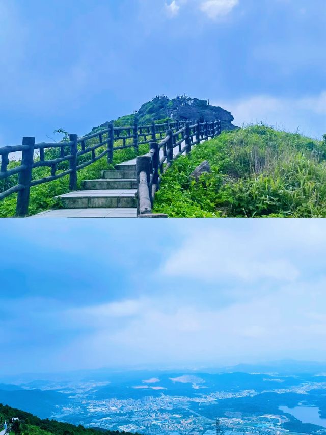 攀登東莞地標建築——銀瓶山一覽眾山小。