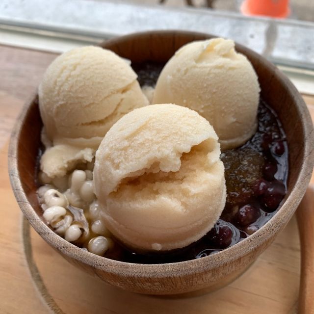 豆漿做成的冰沙球！台中清水特色美食