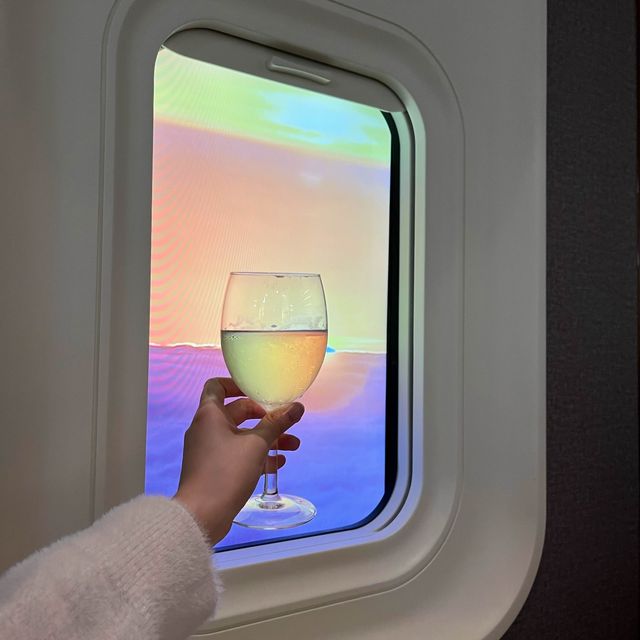 🛫飛機餐都有free flow wine and pizza🍕 🍷 😋