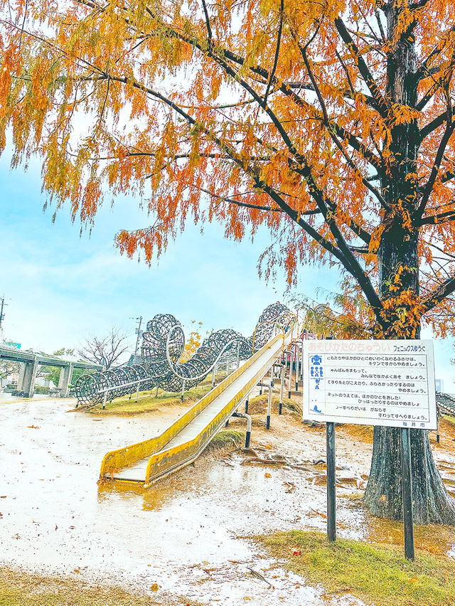 メタセコイアやもみじの紅葉が美しい公園【福井】