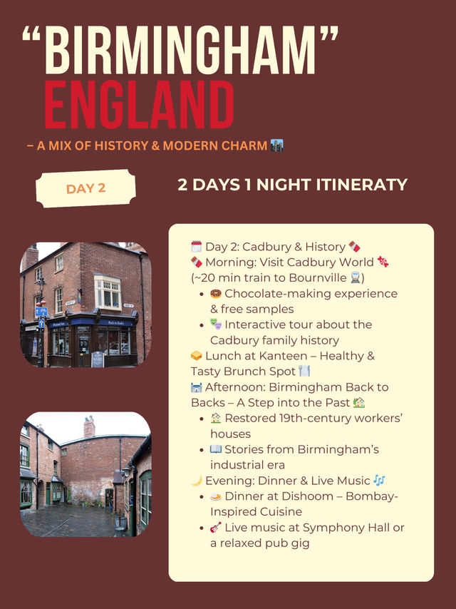 Birmingham 2 days itinerary 🧀