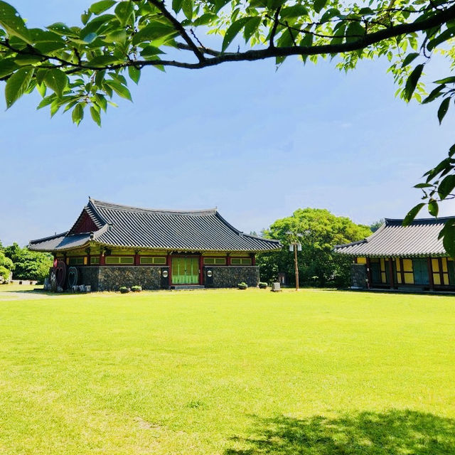 Observing Traditional Architecture and Symbolism Enhanced by Nature's Palette