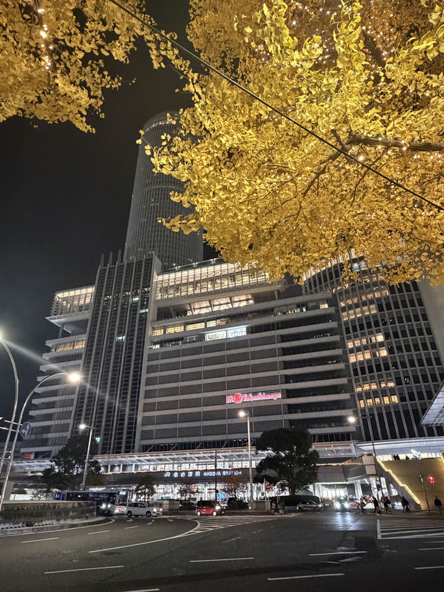 名古屋車站前金黃暴風！百貨步道銀杏滿天飛，像走進日劇