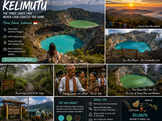 Kelimutu: Three Lakes, Three Colors, One Unforgettable Morning 🇮🇩🌋
There are places where you arrive, take a photo, and move on.
And then there are places where you stand completely still because your brain needs a moment to understand what you’re looking at.
Kelimutu is one of those places.
High in the mountains of Flores Island, Indonesia, three enormous crater lakes sit side by side at the summit of Mount Kelimutu. They share the same volcanic landscape, yet each lake has its own color and character.
And the strangest part?
The colors don’t always stay the same.
Depending on the natural conditions inside the volcanic lakes, they can appear in shades of blue, green, black, brown, red or other changing tones over time. The phenomenon is linked to the chemistry of the volcanic waters, including minerals and gases. (Endonezya Seyahati)
I think that’s what makes the first view so fascinating.
You don’t simply look at a lake.
You look at three completely different worlds sitting next to each other.
🌅 The experience starts before sunrise
The most memorable way to experience Kelimutu is to arrive early, while the surrounding mountains are still dark.
The journey from Moni, the small town at the foot of Kelimutu and the usual gateway to the lakes, is part of the adventure. From the parking area, visitors continue on foot toward the viewpoint. (Endonezya Seyahati)
Then the sky slowly changes.
First, you see silhouettes.
Then the mountains appear.
And finally, the first sunlight reaches the crater.
Watching the colors of the lakes emerge as the landscape becomes brighter feels almost unreal.
🥾 What can you do here?
🌋 Explore the crater viewpoints
Walk around the designated viewpoints and take in the three volcanic lakes from above. Some areas are restricted because the terrain can be dangerous, so staying on the marked paths is important. (Endonezya Seyahati)
🌅 Watch the sunrise
This is the moment I would plan the entire visit around. The combination of mist, volcanic cliffs and changing light makes the landscape completely different from what you see during the day.
🥾 Trek through the forest
The route around Kelimutu passes through highland vegetation, with pines, casuarinas and other plants adapted to the mountain environment. (Endonezya Seyahati)
🏘️ Spend time in Moni
Don’t treat Moni as just a place to sleep before the sunrise. The village is the gateway to Kelimutu and gives you a chance to experience the quieter side of Flores and local life. (Endonezya Seyahati)
💭 One thing I would keep in mind
Don’t visit Kelimutu expecting to see a specific combination of colors from a photograph online.
That’s actually part of the magic.
The lakes are unpredictable, and the colors can change over time. So the Kelimutu you see today may not look exactly like the Kelimutu someone photographed months or years ago. (Endonezya Seyahati)
And honestly, I think that’s much more exciting.
You aren’t travelling to see a picture.
You’re travelling to see what nature has decided to show you that morning.
📍 Kelimutu National Park, Flores, East Nusa Tenggara, Indonesia
🏘️ Gateway: Moni
🌋 Highlights: Three crater lakes, sunrise, trekking, volcanic landscapes and local culture
If I had to choose just one moment here, it wouldn’t be the brightest colors or the perfect photograph.
It would be standing quietly at the viewpoint just before sunrise, watching the first light slowly reveal three mysterious lakes below.
Because sometimes the most beautiful travel experiences aren’t the ones you can plan perfectly.
They’re the ones you don’t know exactly how they’ll look until you’re there. 🌋💙
#️⃣ #photovsrealitytravel