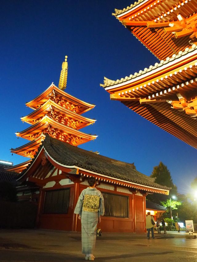 【東京(浅草)】夜の浅草は幻想的✨あまり人がうつらない写真スポットも！