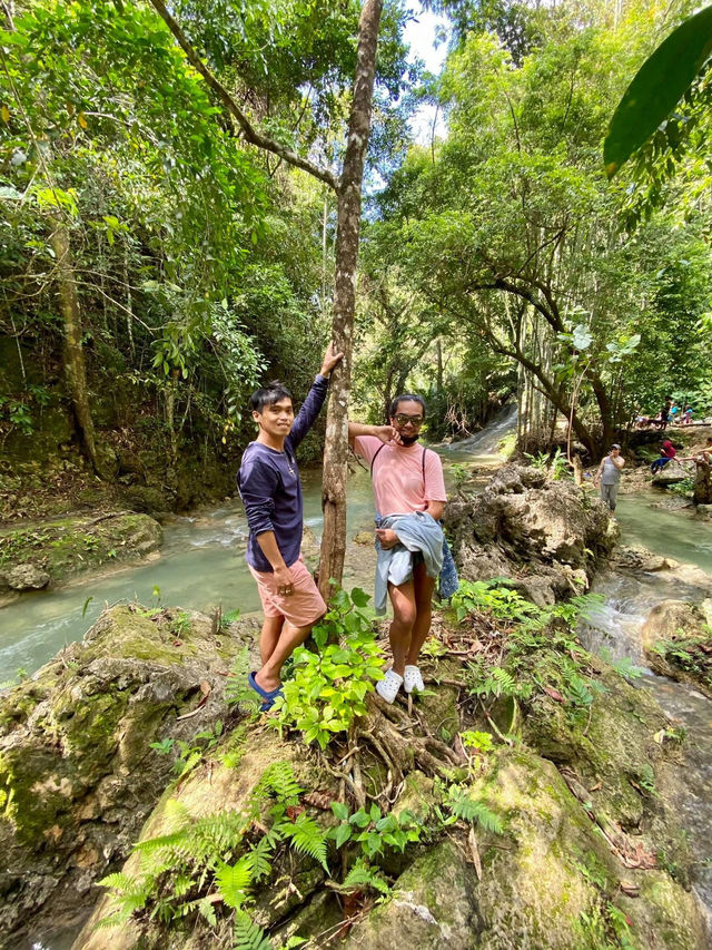 A Picturesque Two Tiered Waterfall located in the Lush of Hill in Alegria