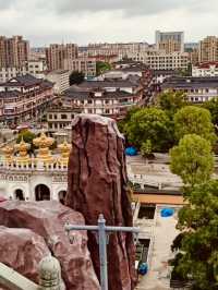 A Grand Buddhist Sanctuary with Towering Statues