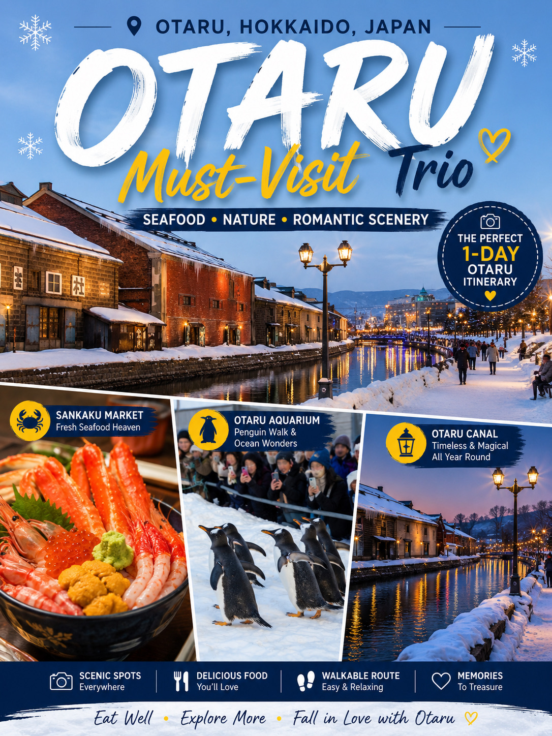 🇯🇵 🦀 Otaru’s Perfect One-Day Route | Sankaku Market, Otaru Aquarium & Otaru Canal ❄️