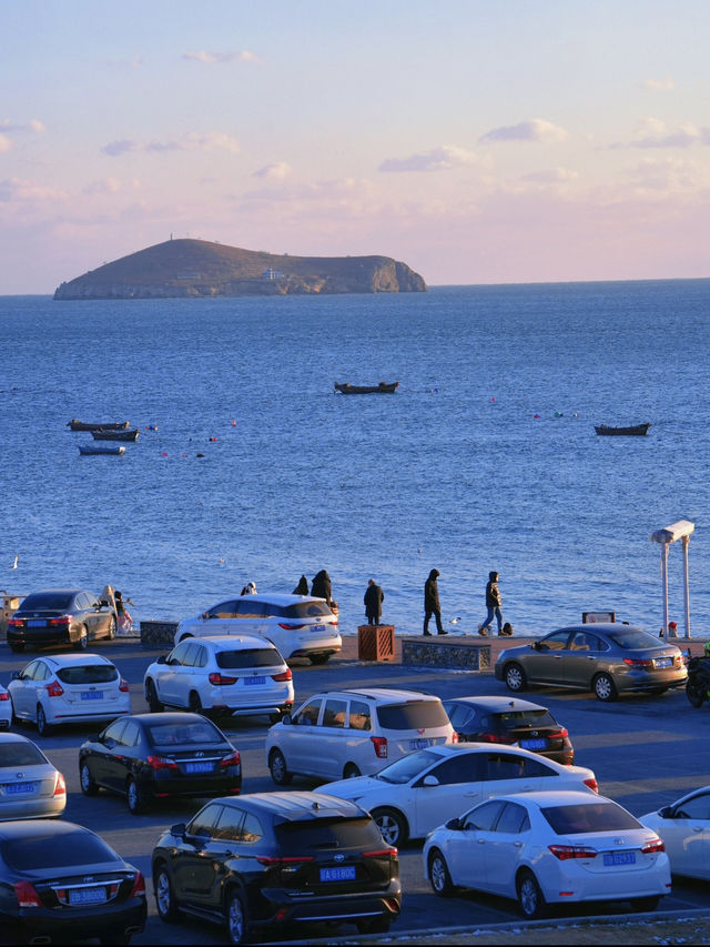 大連星海橋的冬日落日餘暉浪漫