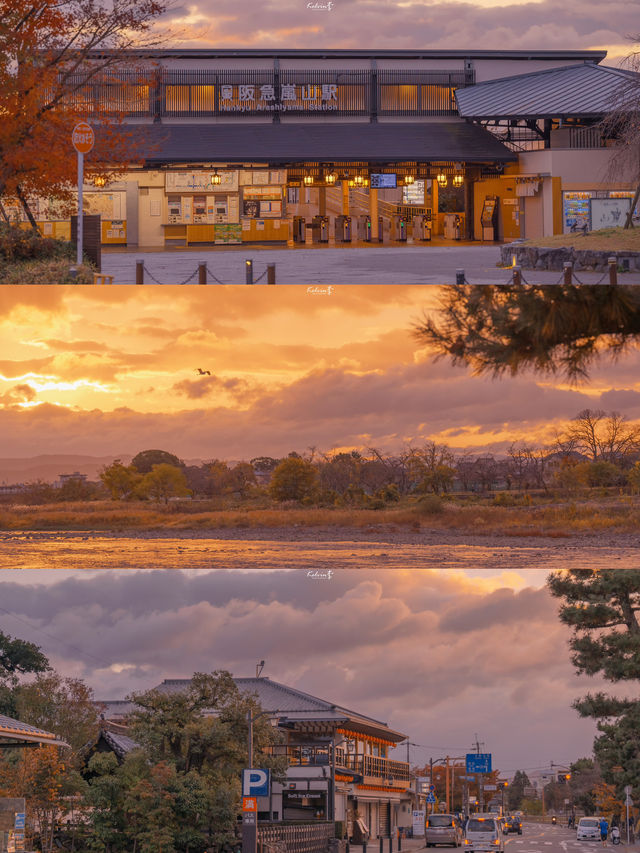 岚山渡月桥の日の出