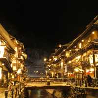 Night time at Ginzan Onsen