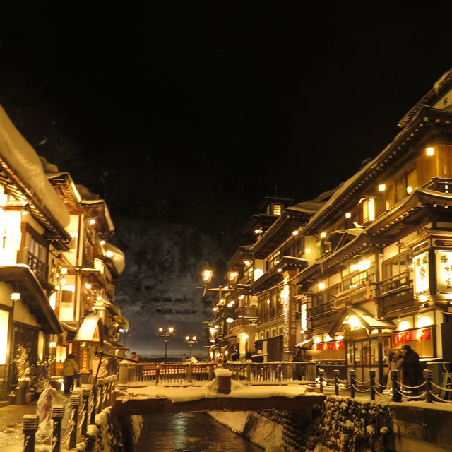 Night time at Ginzan Onsen