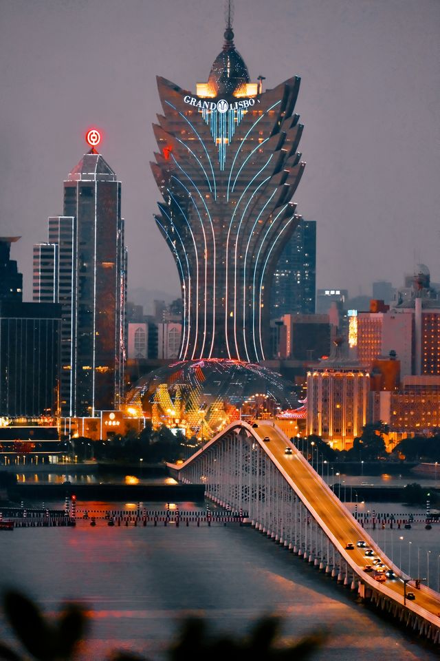 在澳門拍到了財富大道這個機位夜景絕了！