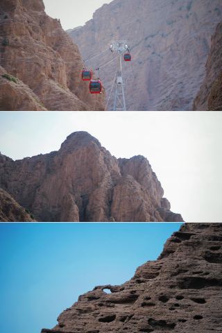天然石の門を通して昆仑山を望む、アトシュ天門の絶景