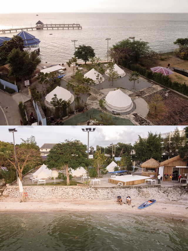 นอนแกลมปิ้วสุดชิค ชมพระอาทิตย์ตก ริมหาดบางแสน⛺️🌅